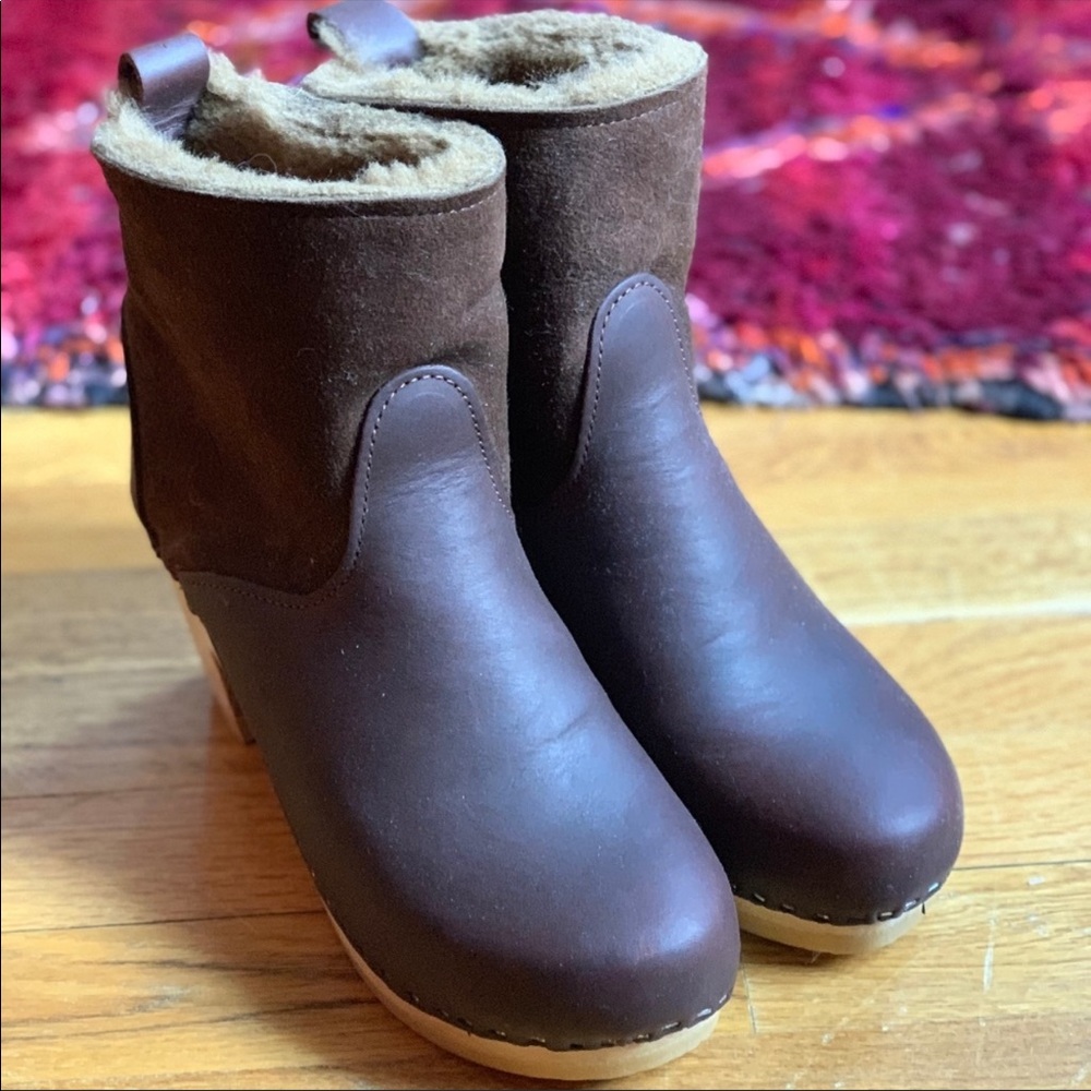 New $400 No.6 shearling clog boots brown size 40